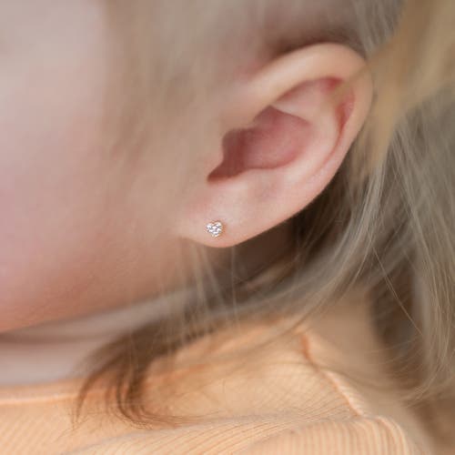 In Season Jewelry 14k Tiny Pave Cubic Zirconia Heart Earrings In Gold