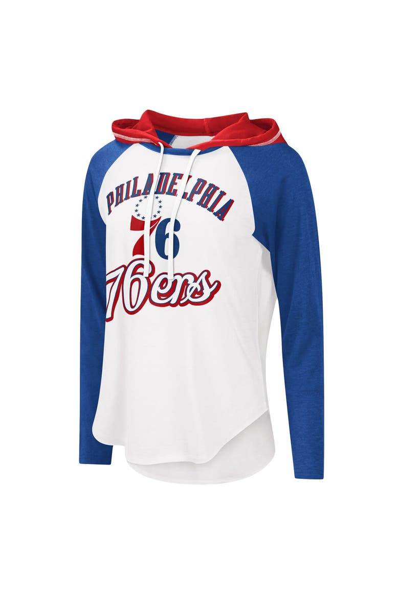 Women's G-III 4Her by Carl Banks White Philadelphia 76ers MVP Raglan Hoodie Long Sleeve T-Shirt, Alternate, color, White