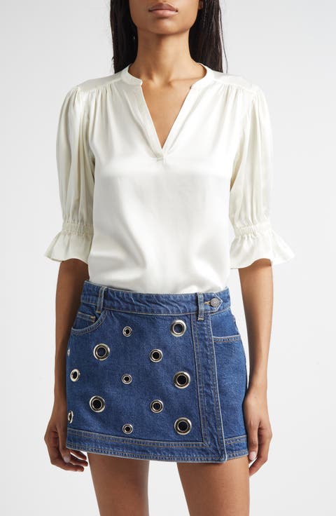 Fiona Split Neck Silk Top