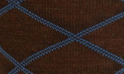 Nordstrom Diamond Pattern Wool Blend Dress Socks In Brown