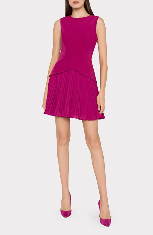 Milly Haddy Mixed Media Pleated Minidress In Purple
