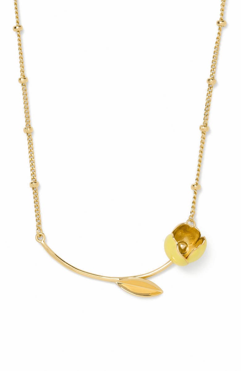 Kate Spade New York golden bloom bar pendant necklace, Main, color,