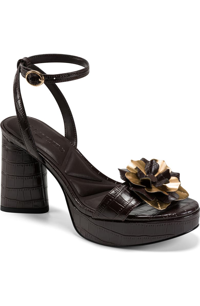KARL LAGERFELD PARIS Haden Ankle Strap Sandal, Main, color, Chocolate