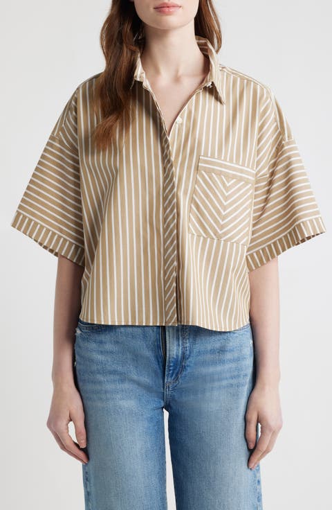 Marin Stripe Crop Button-Up Shirt