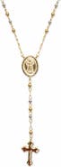 The M Jewelers Two Tone Rosary Cross Pendant Necklace