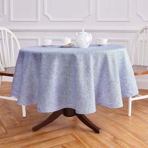 Linen Round Tablecloth - Narrow Stripe