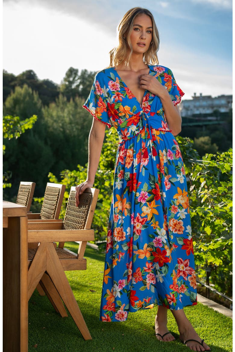 Modern Maxi Cover-Up Dress, Alternate, color, BLUE MULTI