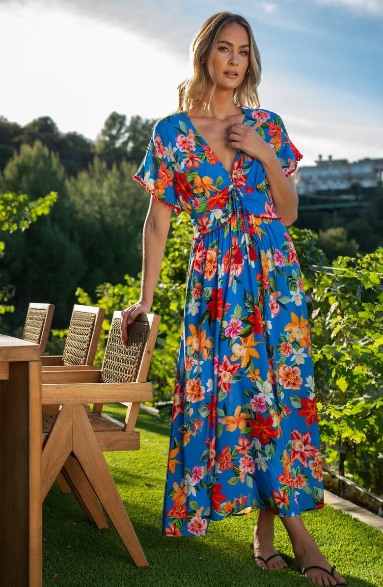 La Blanca Modern Maxi Cover-Up Dress, Alternate, color, Blue Multi