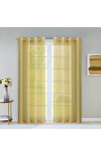 Dainty Home Sheer Set Of 2 Panel Curtains In Gold