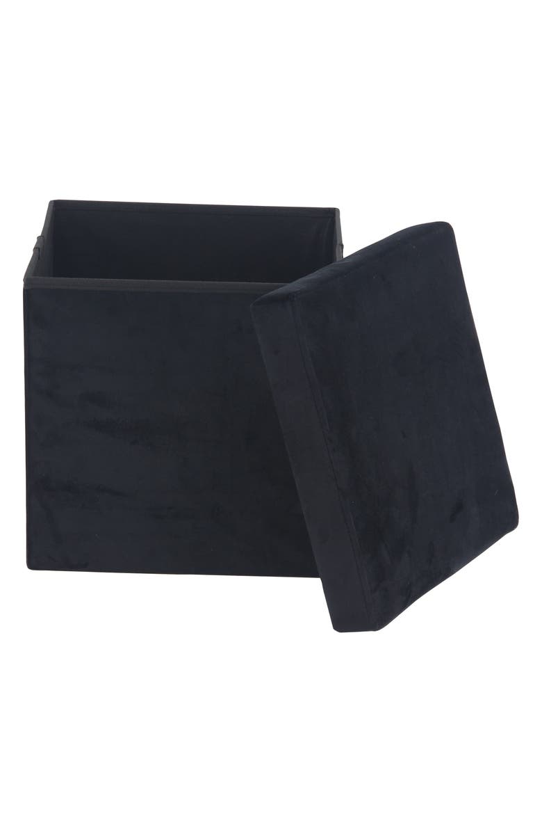 VIVIAN LUNE HOME Black Polyester Modern Storage Stool, Alternate, color,