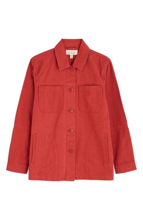 Seasalt Cornwall Long Field Organic Cotton Chore Jacket In Red