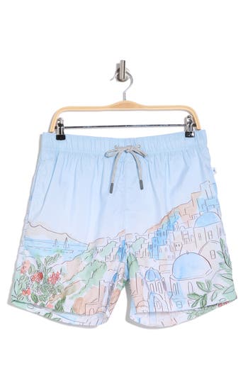 Shop Vintage Summer Ponji Santorini Swim Trunks In Lt Blue