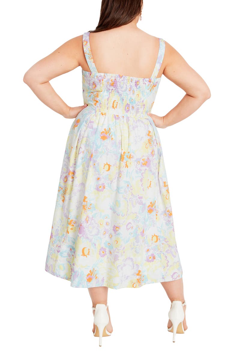 City Chic Luiza Floral Ruffle Trim Midi Dress, Alternate, color, 