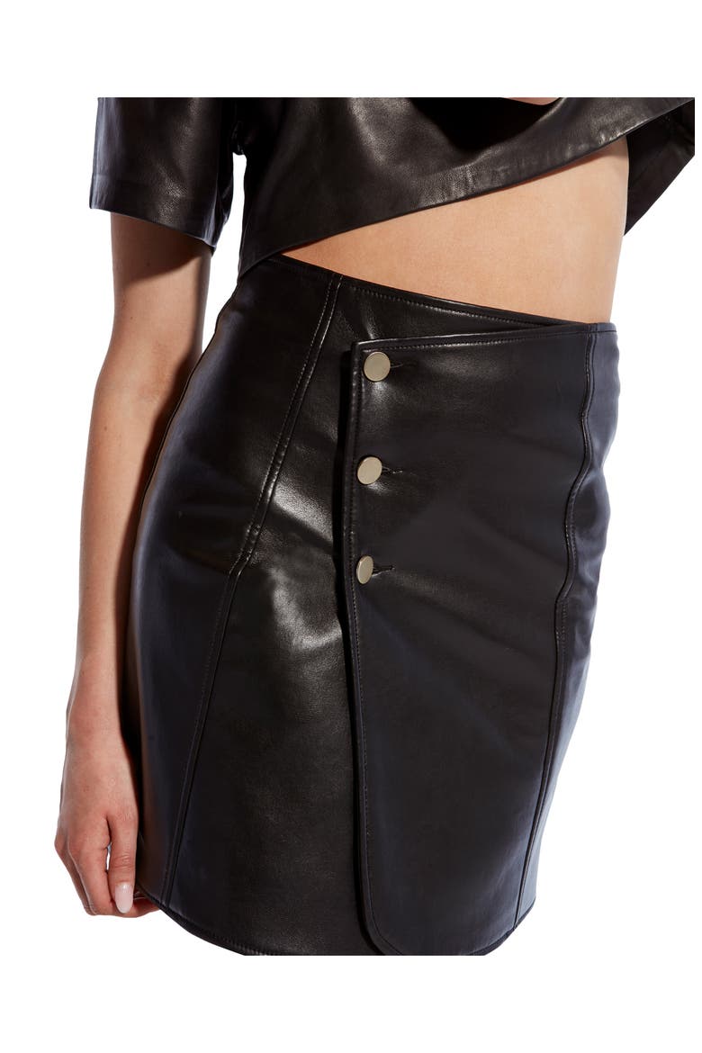 Allison Recycled Leather Skirt, Alternate, color, BLACK