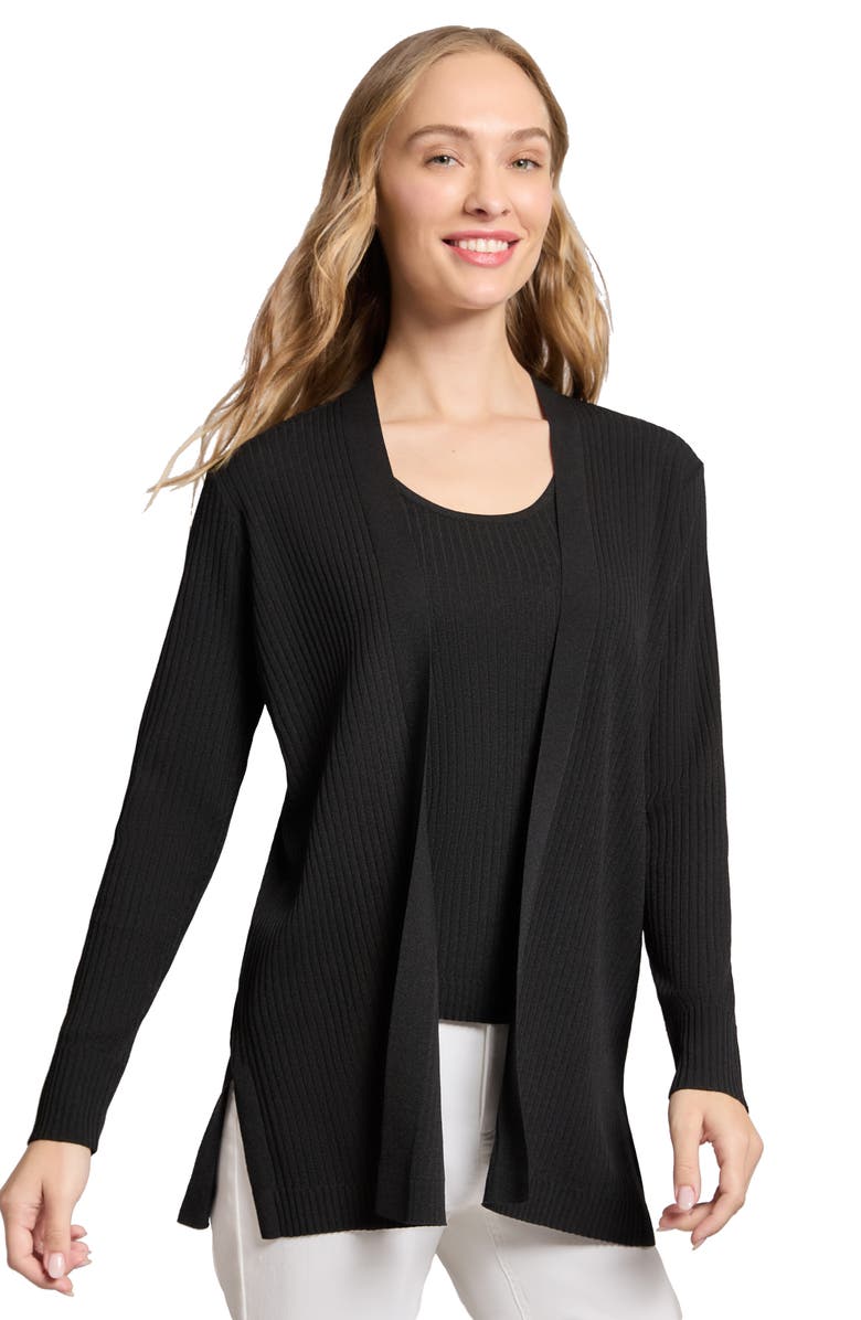 Jones New York Open Front Rib Cardigan, Alternate, color,