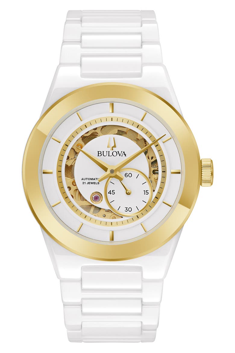 Millenia Automatic Ceramic Bracelet Watch, 41mm, Main, color, WHITE