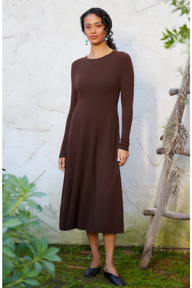 Seamless Rib Sweater Midi Dress, Alternate, color, CHOCOLATE
