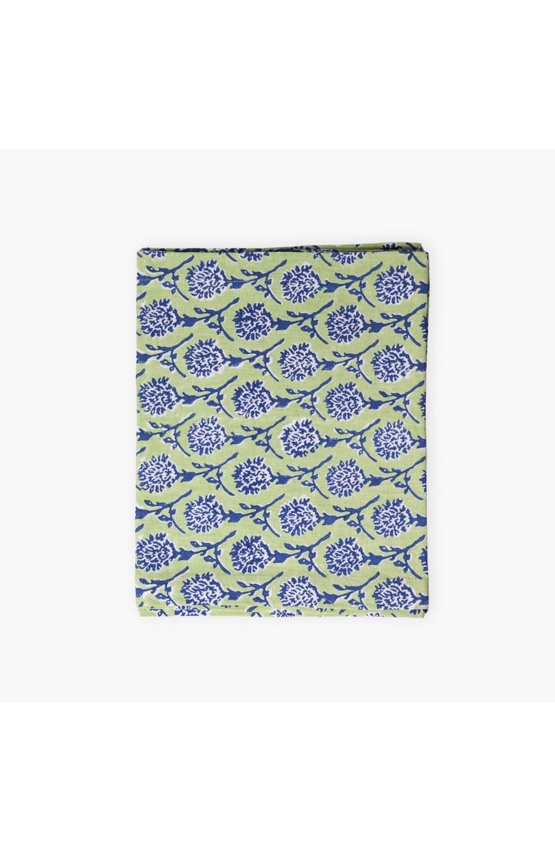 Banyan & Birch Nikhar - Pure Linen Hand-Printed Table Runner, Main, color, Lily Green