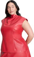ELOQUII Faux Leather Top With Dramatic Neck