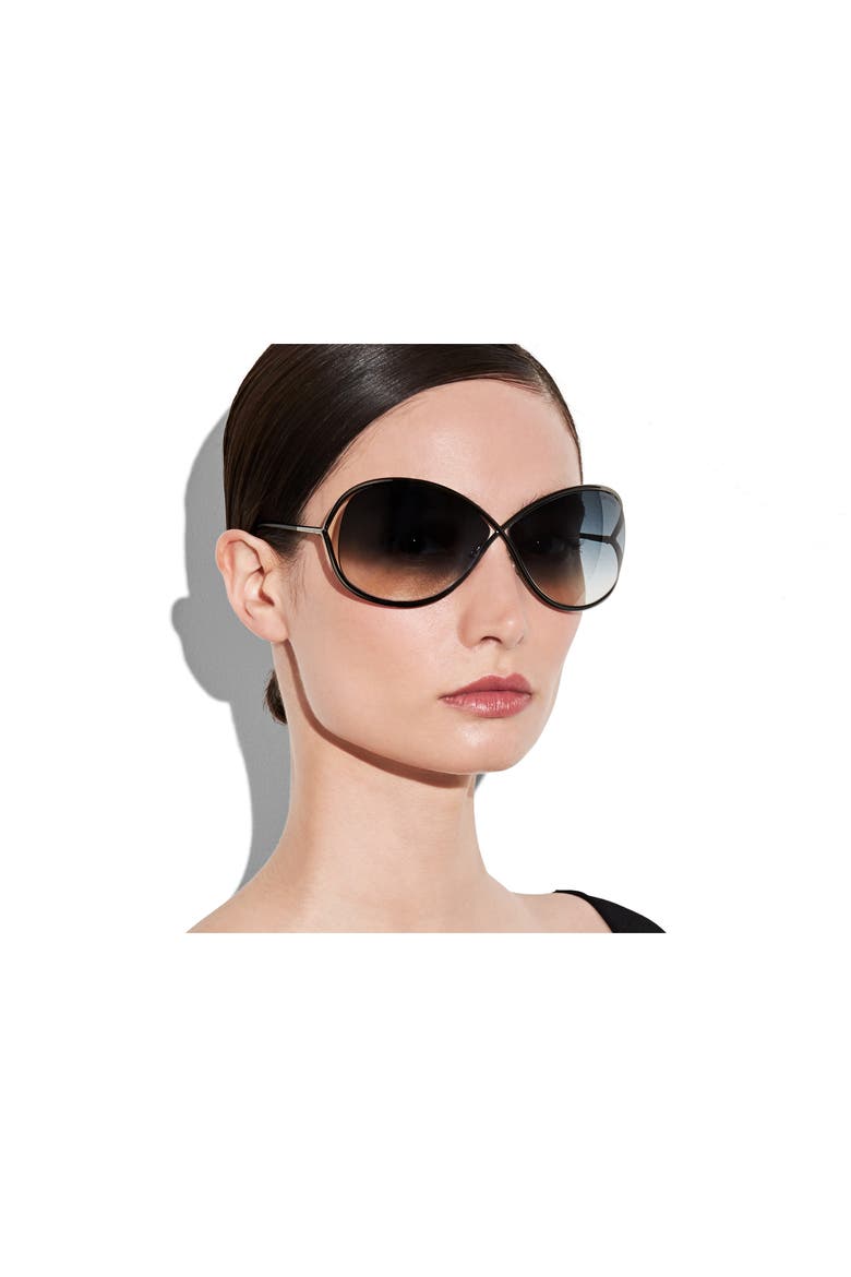 Miranda 68mm Open Temple Oversize Metal Sunglasses, Alternate, color, SHINY ROSE GOLD/ BROWN