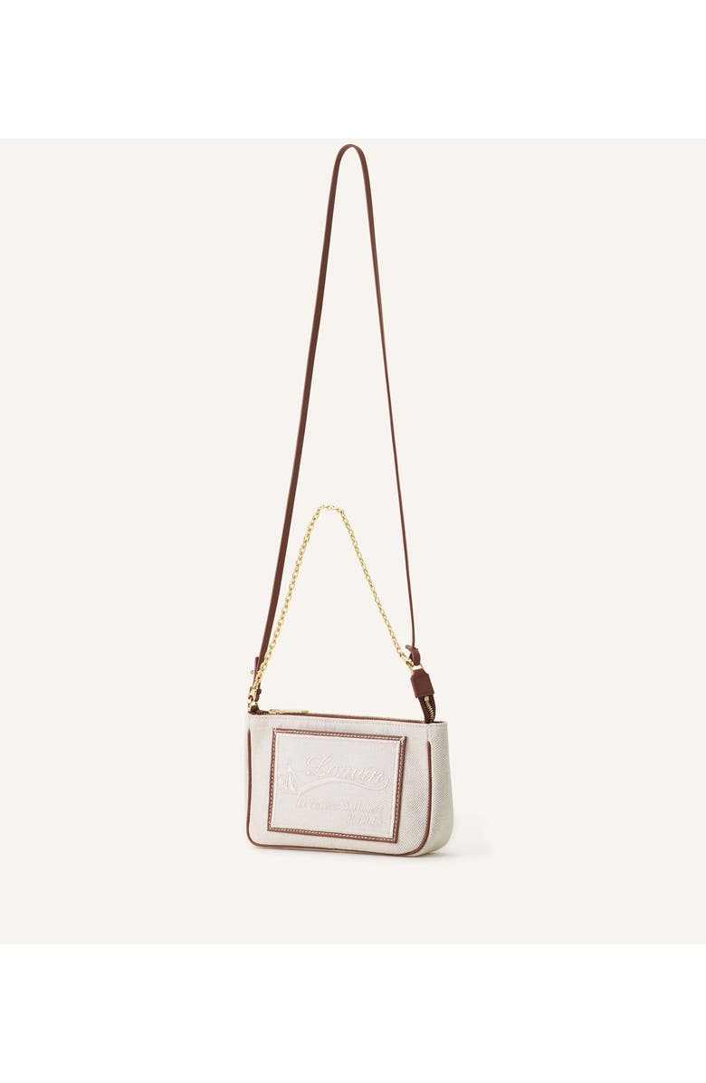 Lanvin Compagnon Small Zipped Sholder Bag In Canvas, Alternate, color, Ecru/Cognac