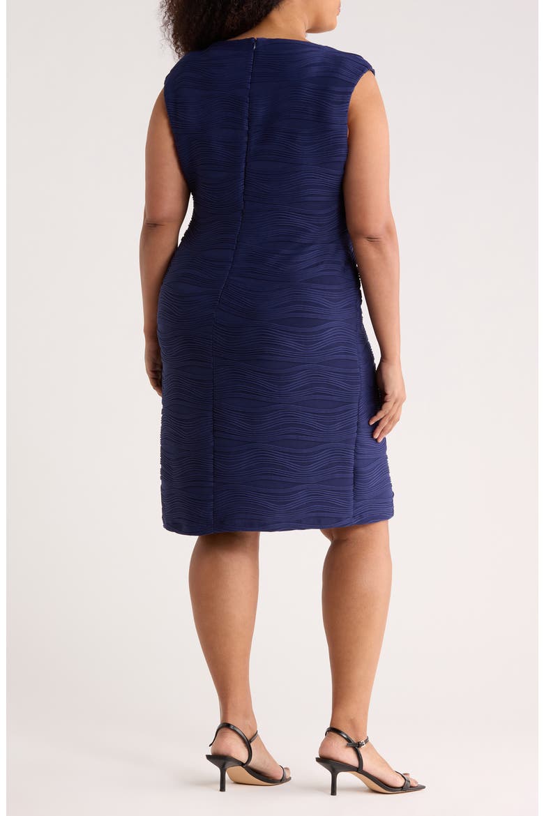 Textured Sleeveless Sheath Dress, Alternate, color, KASPER NAVY