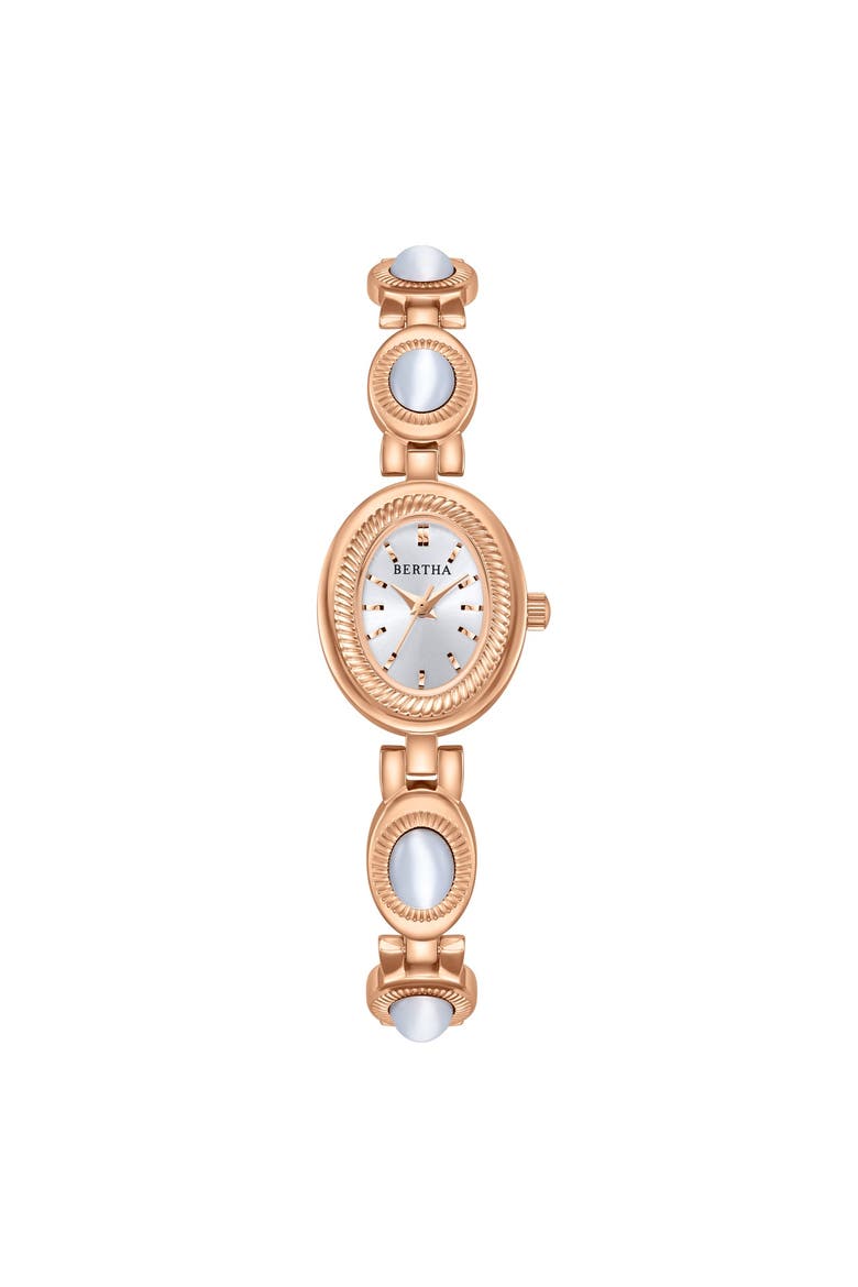 Rosalie Jade Stone Bracelet Watch, Main, color, Rose Gold