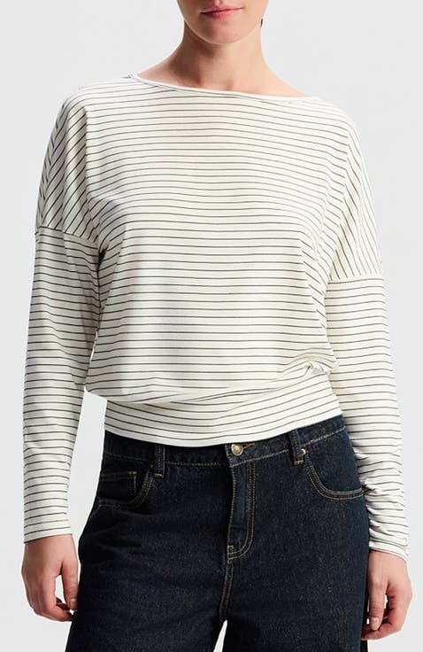 Koral Striped Boat-neck Top