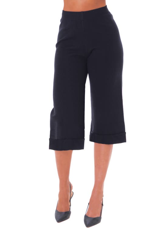 Dai Moda Wide Cuff Crop Sweater Pants In Black