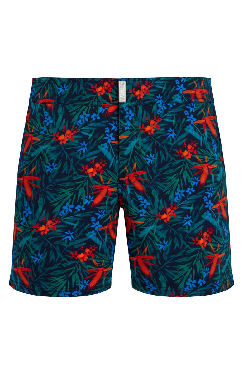 Vilebrequin Men's Tropical Flower Stretch Board Shorts, Alternate, color, Bleu Marine