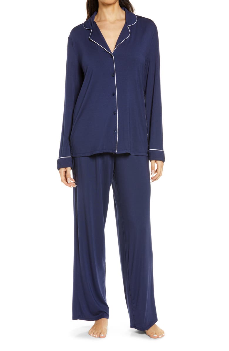 Nordstrom Moonlight Eco Knit Pajamas, Main, color, Navy Peacoat
