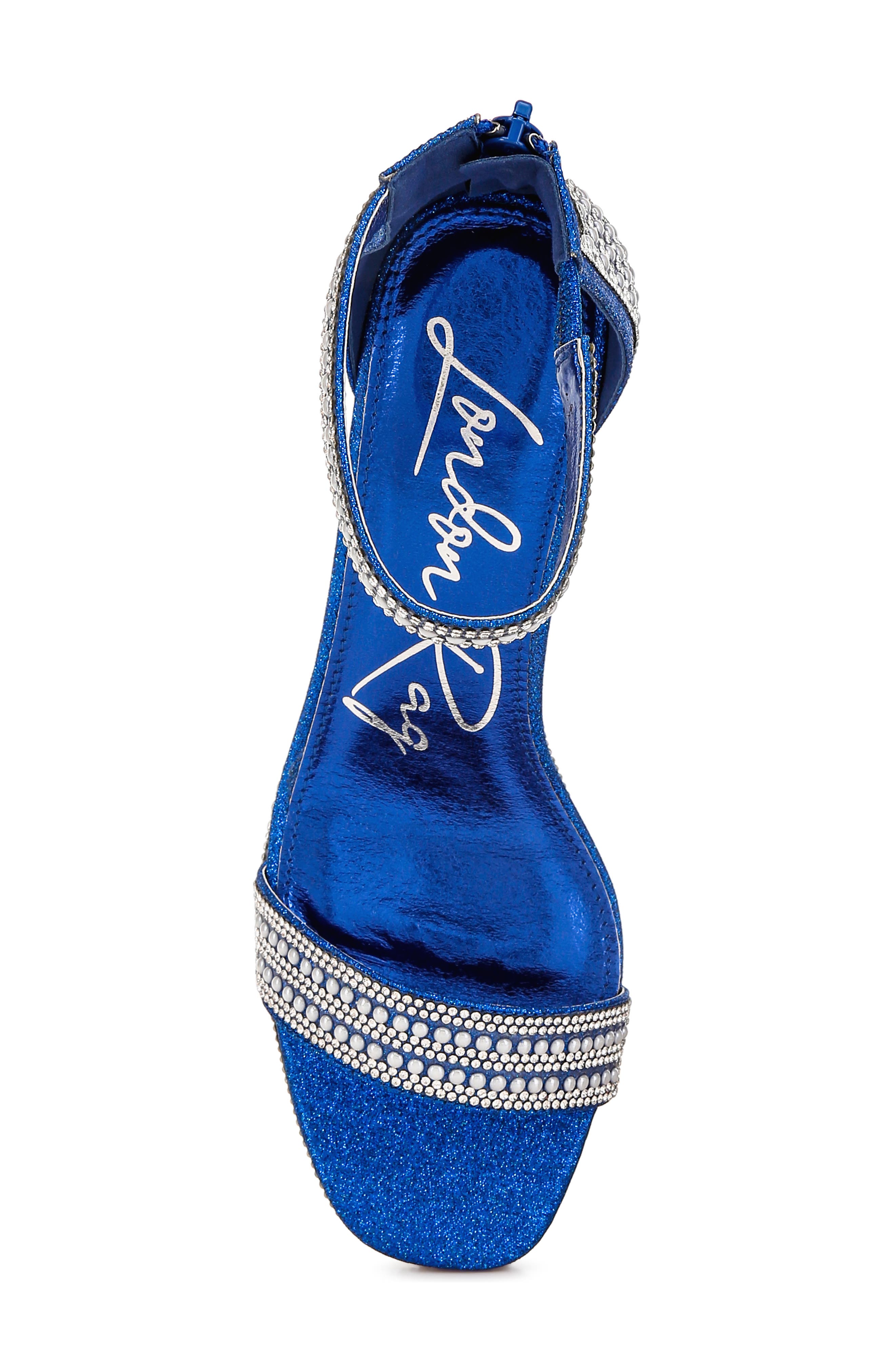 Mejuri Faux Pearl Embellished Platform Sandal, Alternate, color, BLUE