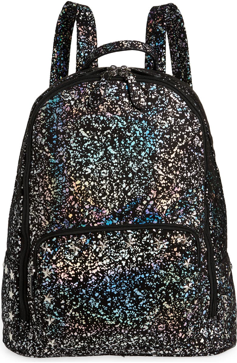 Bari Lynn Kids' Splatter Print Star Studs Canvas Backpack, Main, color,