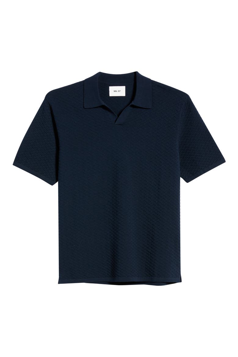 Paul Textured Organic Cotton Knit Polo, Alternate, color, NAVY BLUE