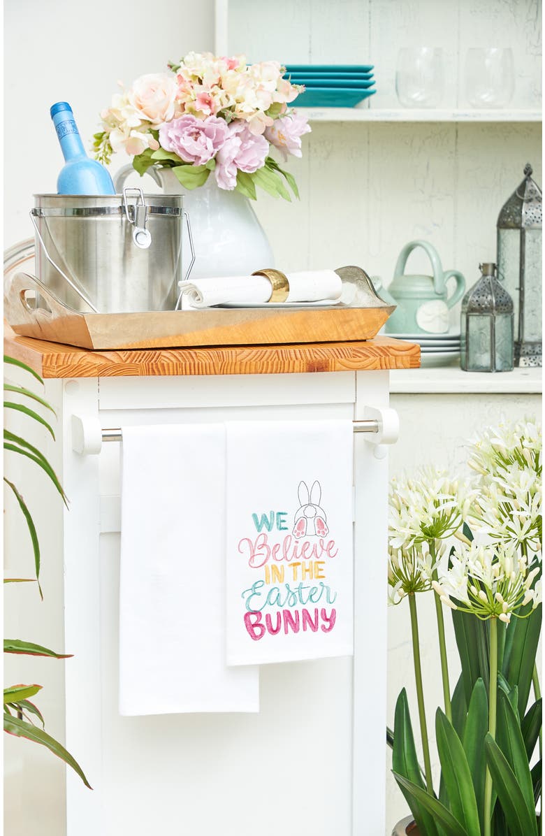 C&F Home Believe In The Easter Bunny Rabbit Spring Flour Sack Kitchen Dishtowel, Alternate, color, White