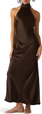 Steve Madden Lara Satin Bias Cut Maxi Dress
