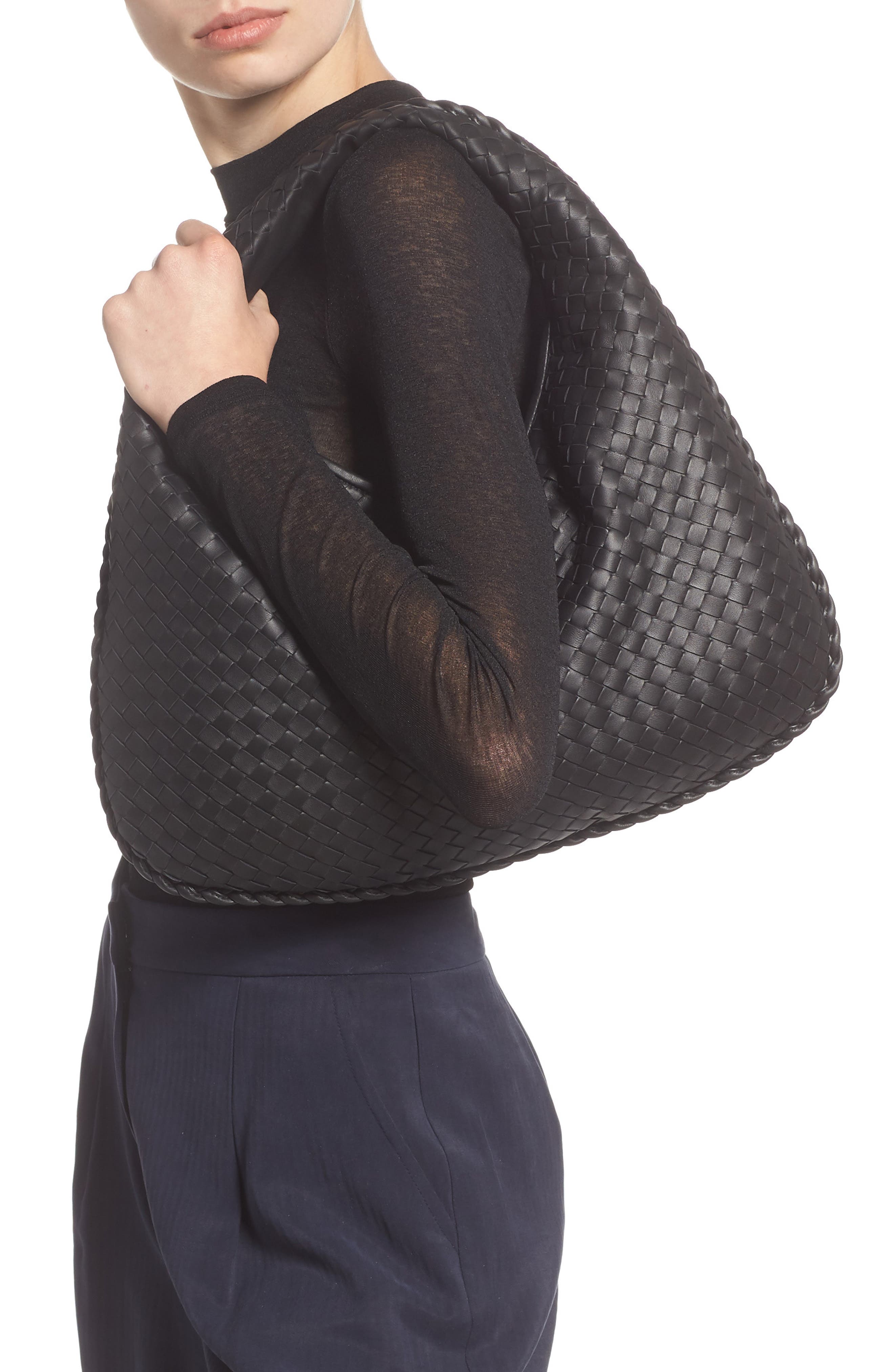 Bottega Veneta Medium Veneta Leather Hobo, Alternate, color, 