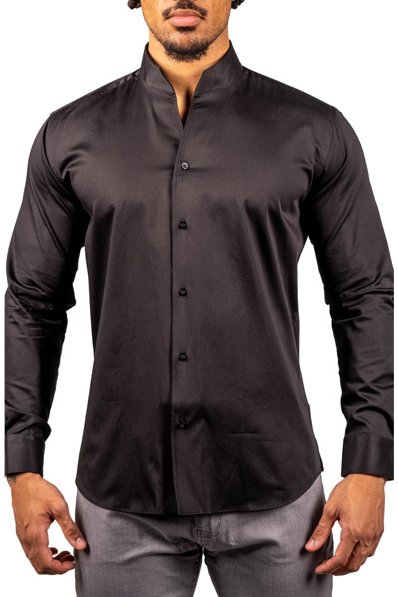 Ceremony Prince Cotton Button-Up Shirt, Main, color, BLACK