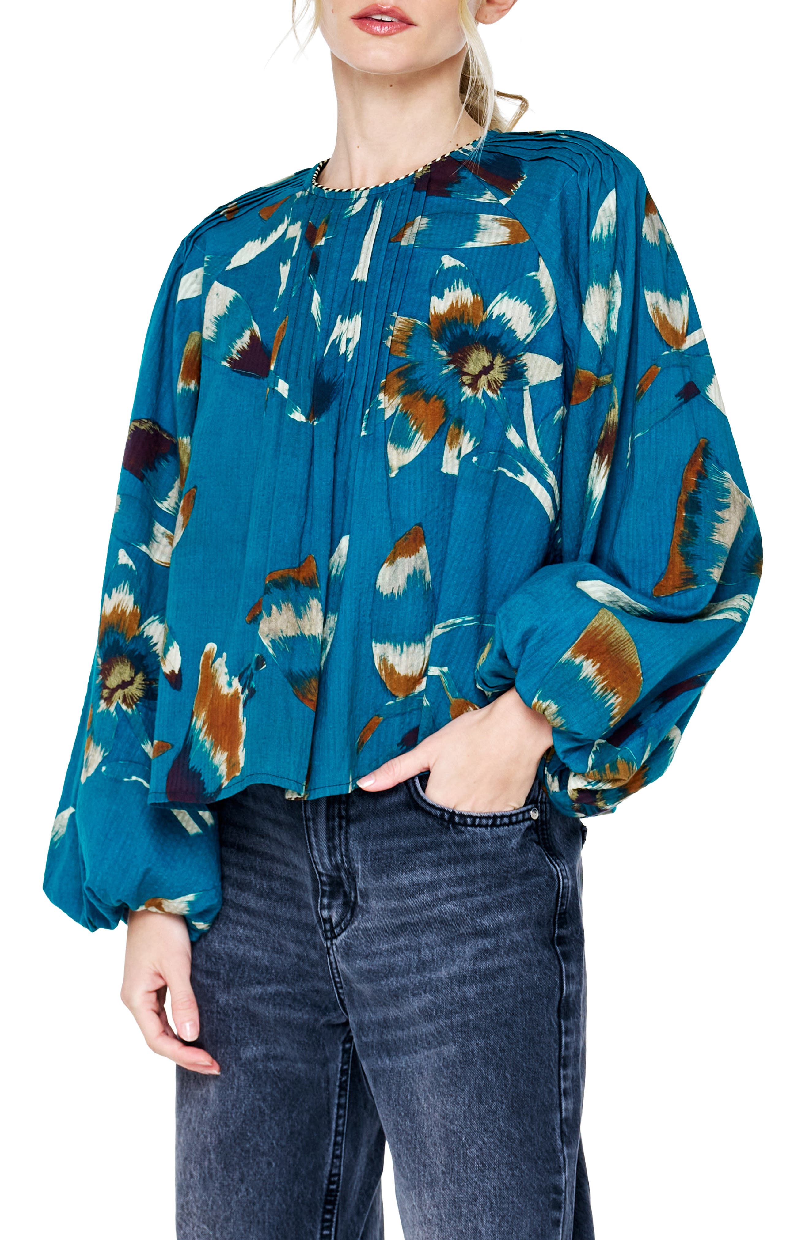 CIEBON Faye Balloon Sleeve Pleated Top (Women) | Nordstrom