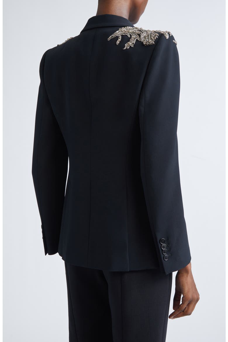 Silver Tattoo Peak Shoulder Blazer, Alternate, color, BLACK