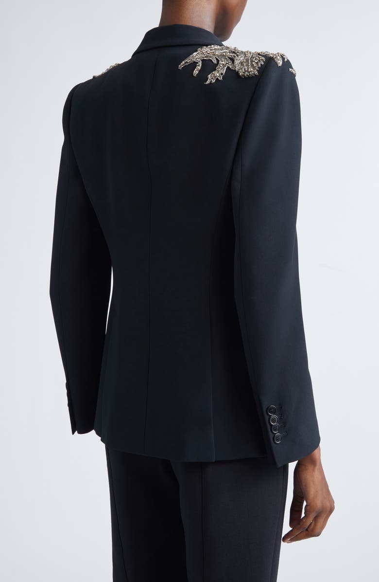 McQueen Silver Tattoo Peak Shoulder Blazer, Alternate, color, Black