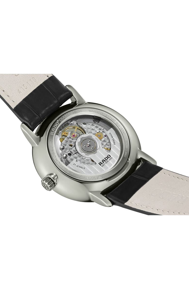 RADO DiaMaster Automatic Leather Strap Watch, 41mm, Alternate, color, 