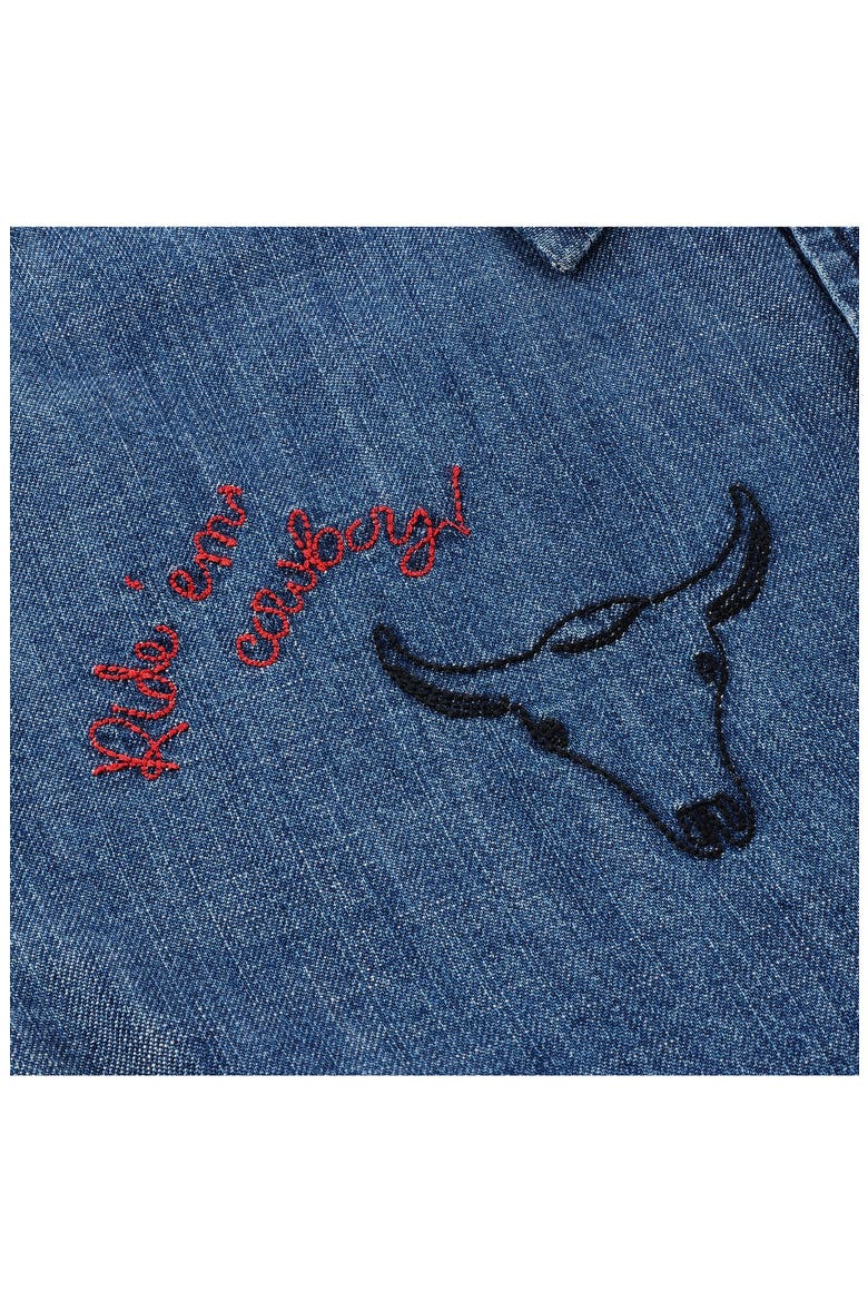 Kids' Graphic Cotton & Lyocell Woven Shirt, Alternate, color, BLUE CHAMBRAY