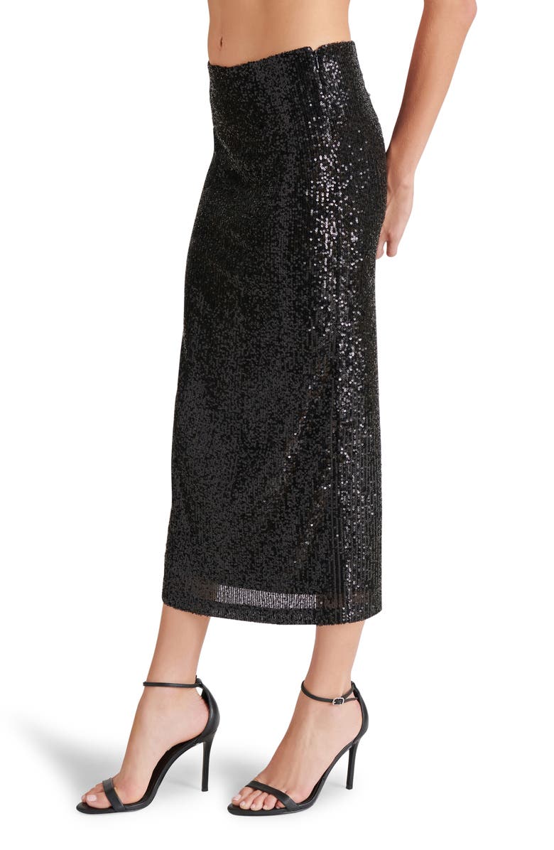 Steve Madden Sequin Column Midi Skirt, Alternate, color, Black