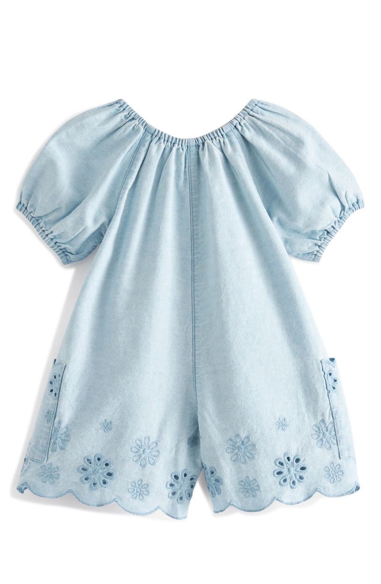 NEXT Kids' Eyelet Cotton Denim Romper, Alternate, color, 