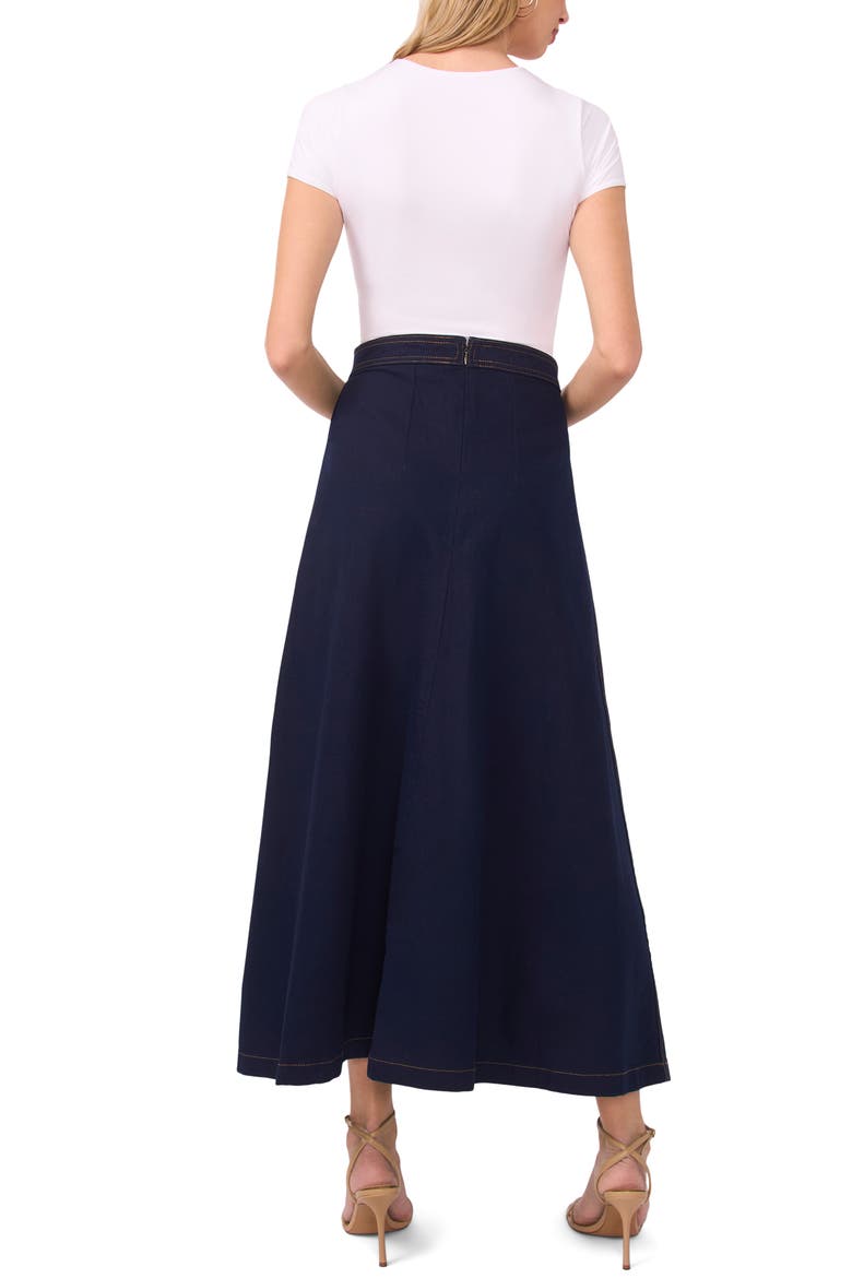 Topstitch Stretch Cotton Maxi Skirt, Alternate, color, CLASSIC NAVY