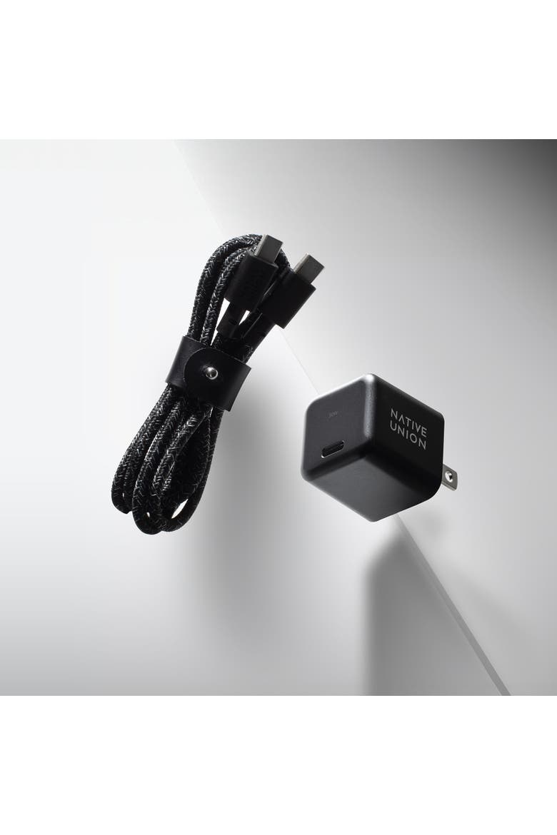 Fast GaN Charger with Cable, Alternate, color, BLACK