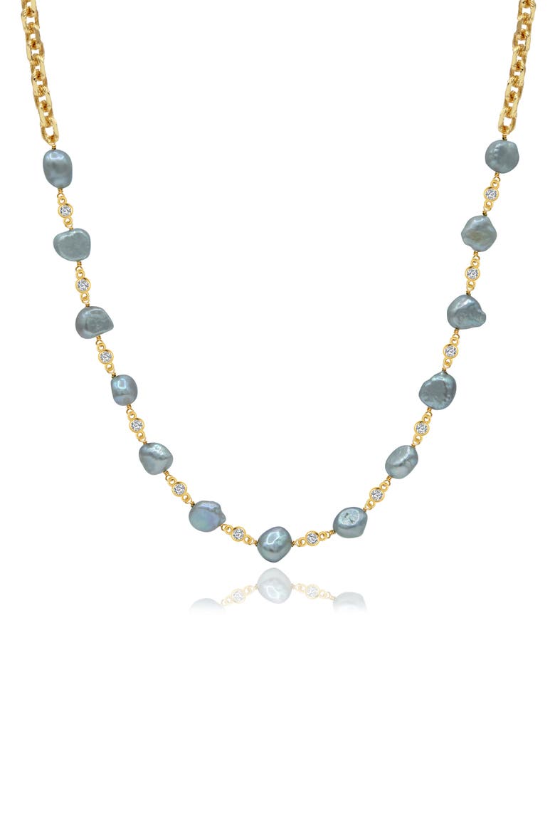 Ocean of Baroque Pearls Necklace, Main, color, GOLD / PURPLE