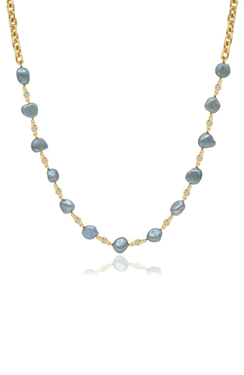 LA MENO Ocean of Baroque Pearls Necklace, Main, color, Gold / Purple