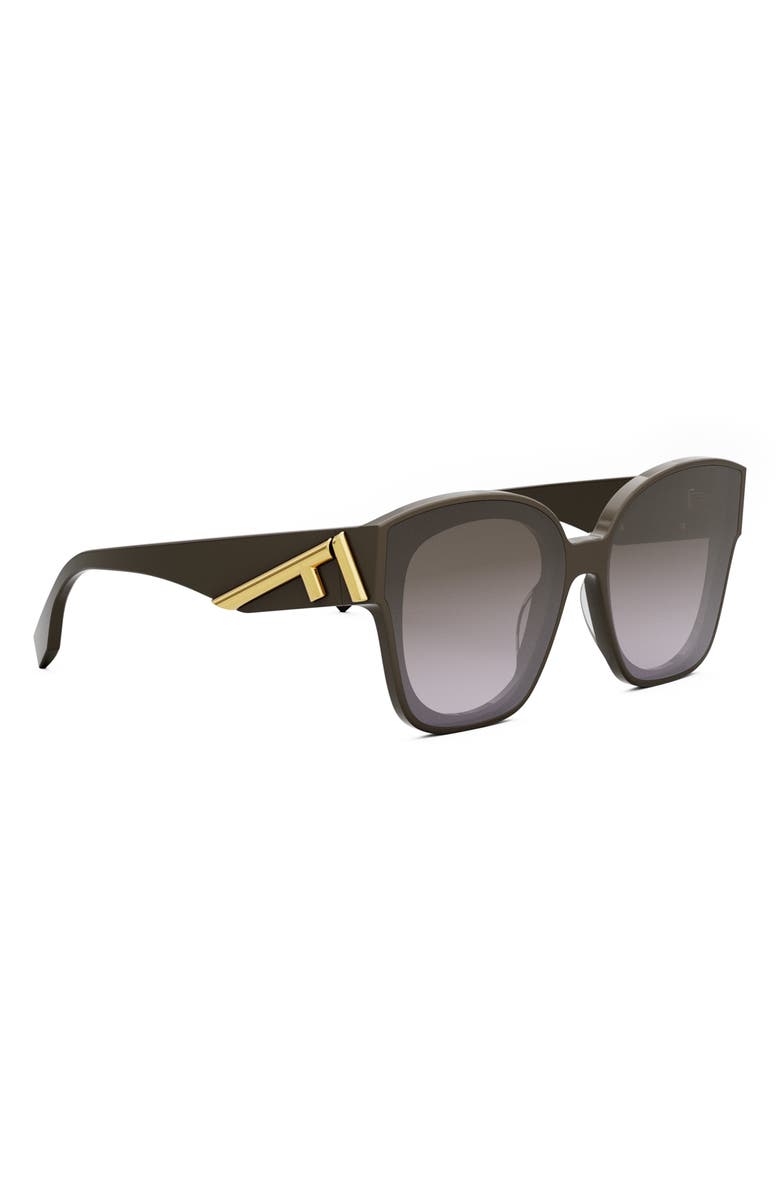Fendi 'Fendi First 63mm Square Sunglasses, Alternate, color, Shiny Dark Brown / Brown